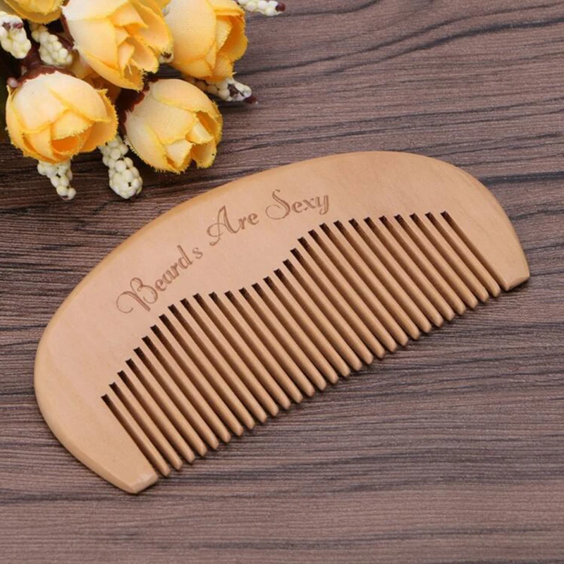 50 шт. Пользовательский логотип выгравированный гребень из натурального дерева