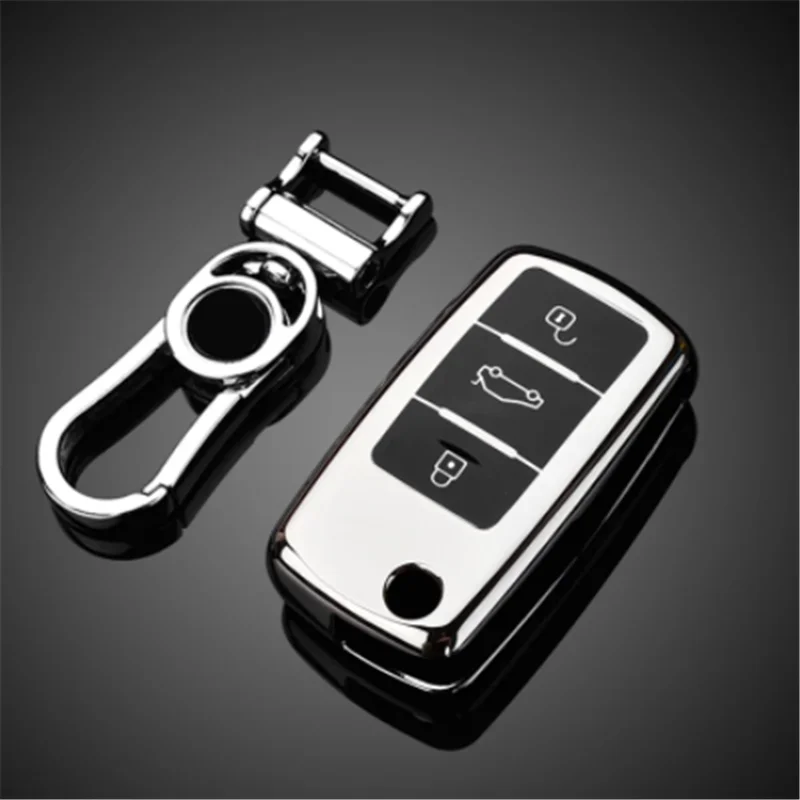 

TPU Car Key Case For VW Golf Bora Jetta POLO GOLF Passat Skoda Octevia A5 Fabia Seat Leon Key Cover Case Chain Accessories