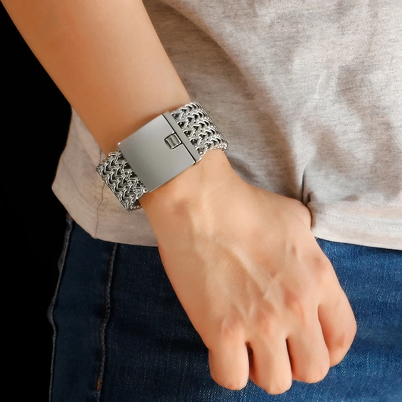 Тяжелый Байкерский браслет в стиле панк шириной 30 мм мужские серебристые