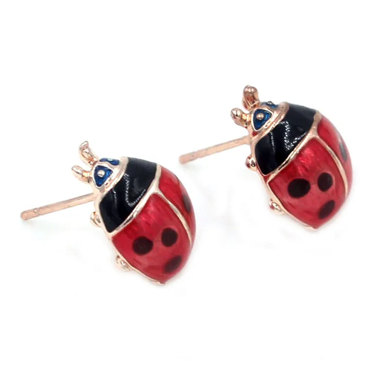

Cute Insert Earrings Exquisite Paint Stud Earrings Red Oil Ladybug Ear Studs