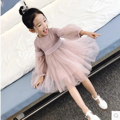 Girls dress long-sleeved princess 2019 children's autumn lace large children | Детская одежда и обувь