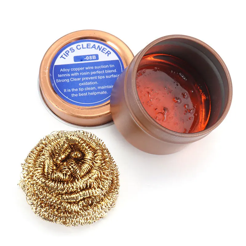 

08B Soldering Iron Tips Cleaner Welding Soldering Solder Iron Tip Alloy Copper Wire Cleaner With Rosin Flux Soldering Flux