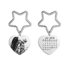 Персонализированные гравированные брелок-календарь Нержавеющаясталь сердце брелок в виде звезды имя брелок на ключи для Для женщин мужчин под заказ