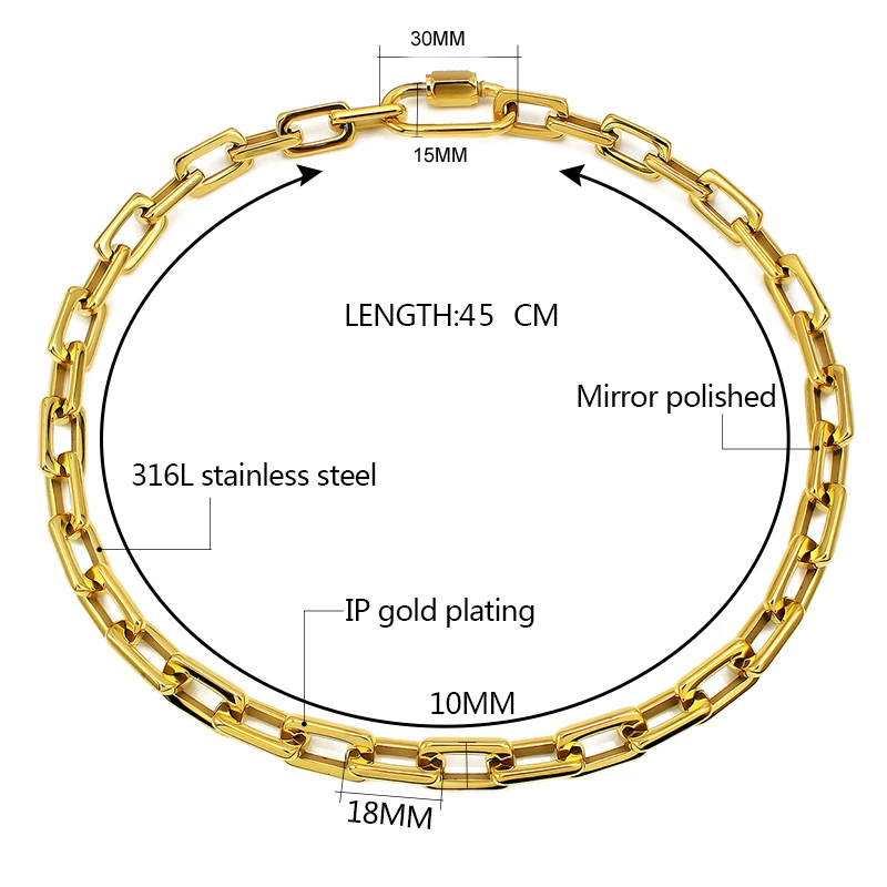 Ожерелье чокер в стиле панк с крупным замком цепь из массивного тяжелого металла
