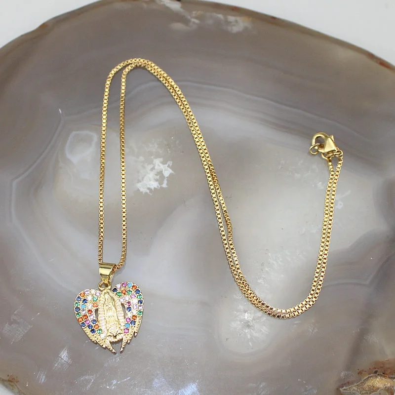 16 дюймов 10 шт./лот новый дизайн Радужное религиозное cz ожерелье кубический циркон