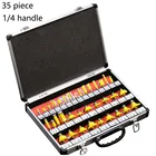 Набор фрез, комплект из 35 твердосплавных насадок с хвостовиком 14 дюйма, для деревообработки, гравировки, резьбы по дереву