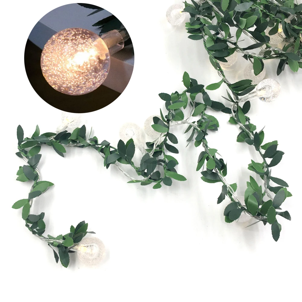 Зеленый лист лоза шариковая лампочка LED струнный светильник USB/Солнечный/на