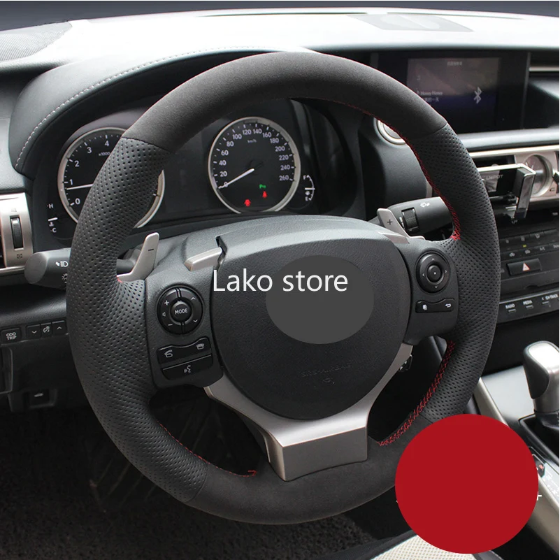 

Ручные стежки надежный без запаха Non-slip меха чехол рулевого колеса автомобиля для Lexus NX200t RX350 ES240 LX570 15 дюймов 38 см; Цвет: черный