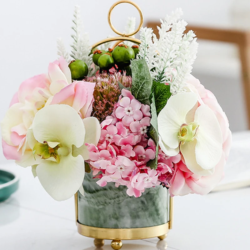 

Creative Ceramic Storage Tank Metal Fruit Dessert Fork Spoon Makeup Brush Storage Holder Flower Pots Container Home Decoration