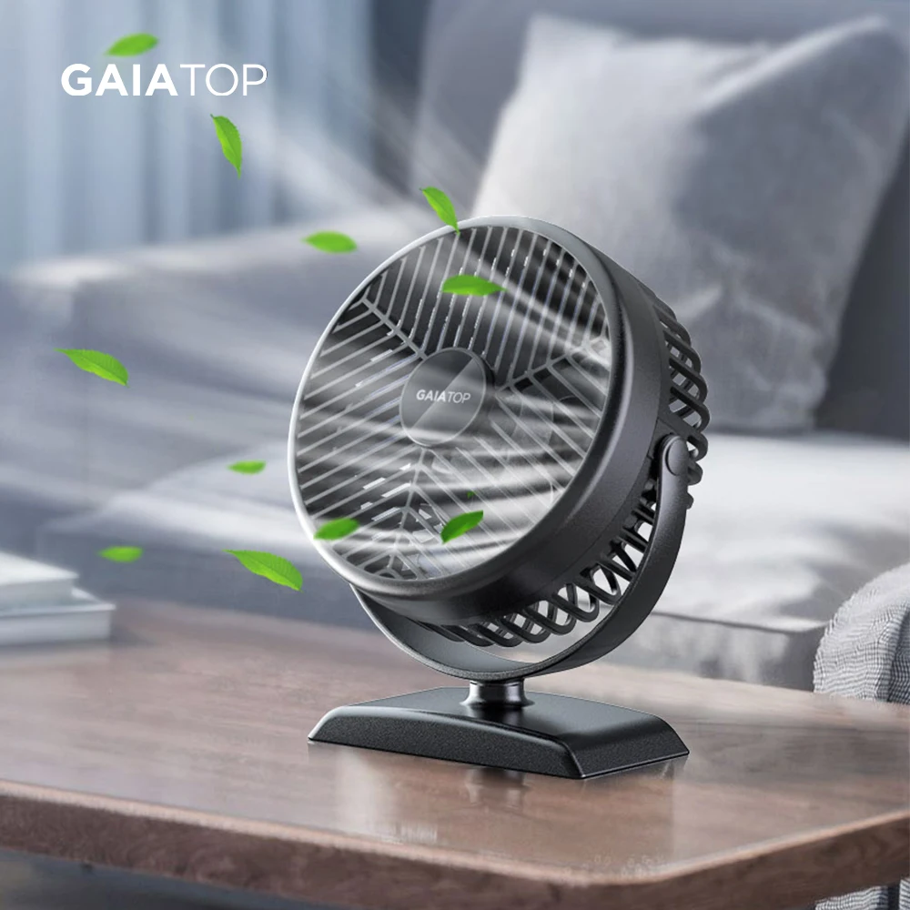 

GAIATOP Mini Portable Desktop Fan 3 Speeds Dual 360°Adjustable USB Fans With Multiple Charging Methods To Choose From（Black）