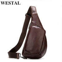 westal mens genuine leather sling bag for men shoulder bag messenger bag mens crossbody bag male chest bag casual design 7204