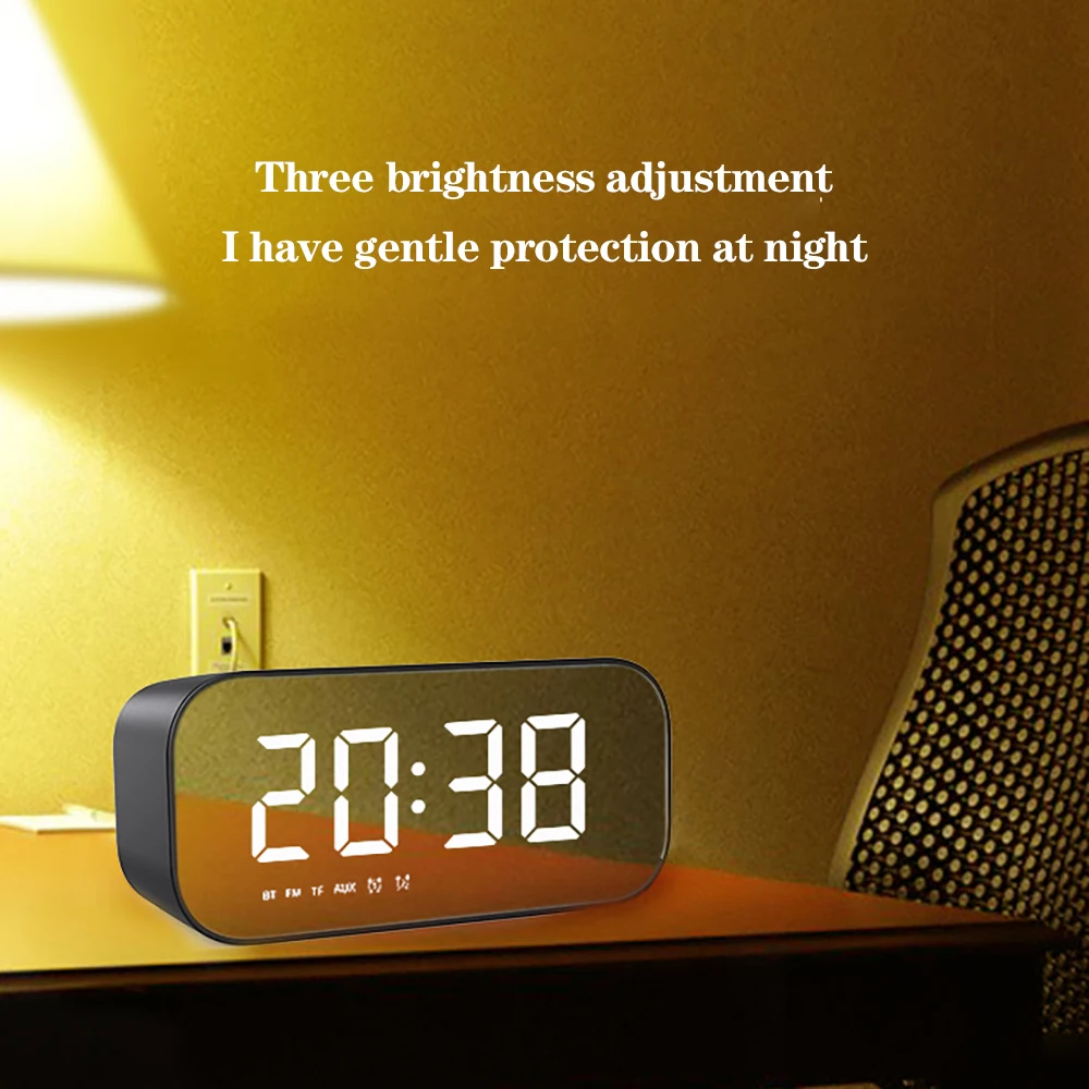Беспроводной Bluetooth-динамик FM-радио звуковая коробка Настольный будильник