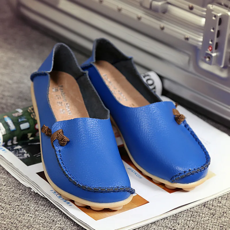 

Summer Autumn New Leather Shoes for Women Breathable Leisure Outdoor Fashion Flat Heels Large Size Women's Walking Shoes 44