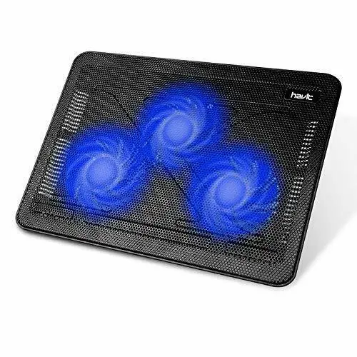 

Cooling Pad, HAVIT 12"-17" Laptop Cooler with 3 Fans, 2 USB Ports, Blue LED