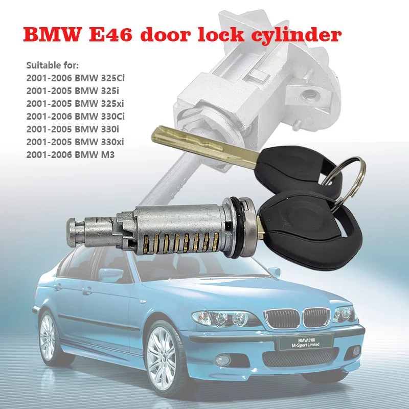 Подходит для цилиндра дверного замка BMW E46 серии 3 2001 2006 с 2 ключами 51217019975