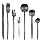 Набор столовых приборов из нержавеющей стали, черный матовый столовый прибор в западном стиле, нож для стейка, вилка, десерт, вилка для фруктов, столовая посуда, 7 шт.