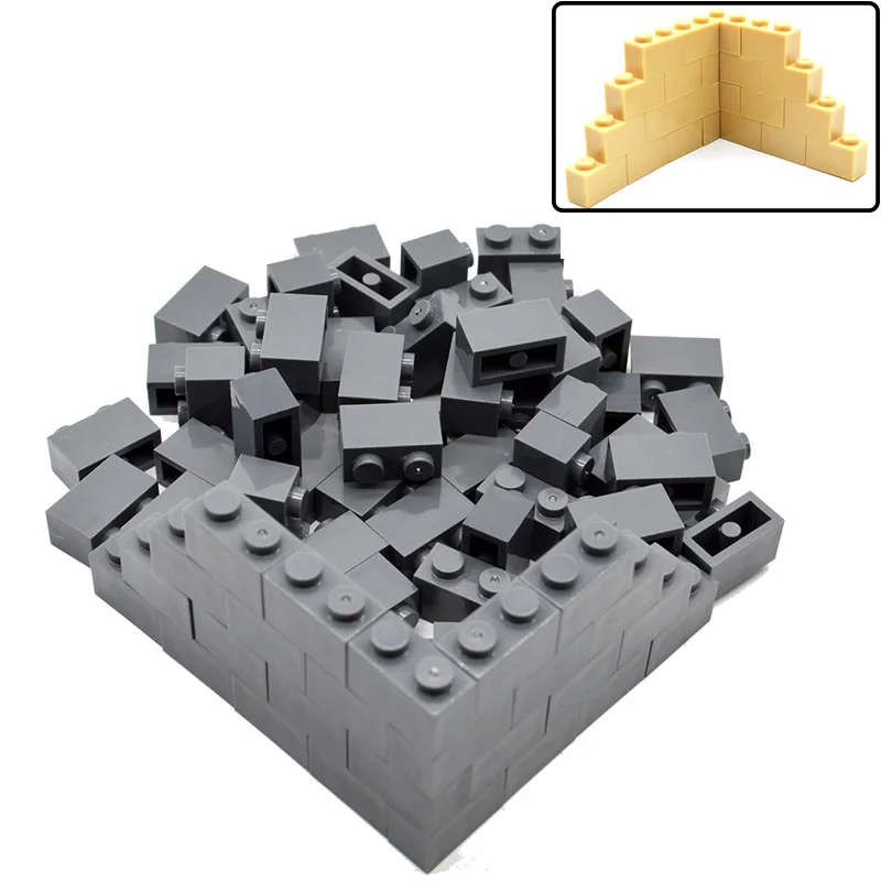 Оптовая продажа 50 шт./лот кирпичи 1*2 каменная кладка стена детали MOC строительные