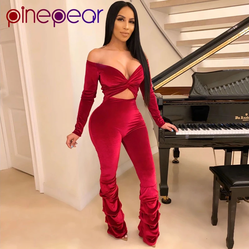 PinePear 2020 зимний сексуальный бархатный комбинезон с открытой передней частью