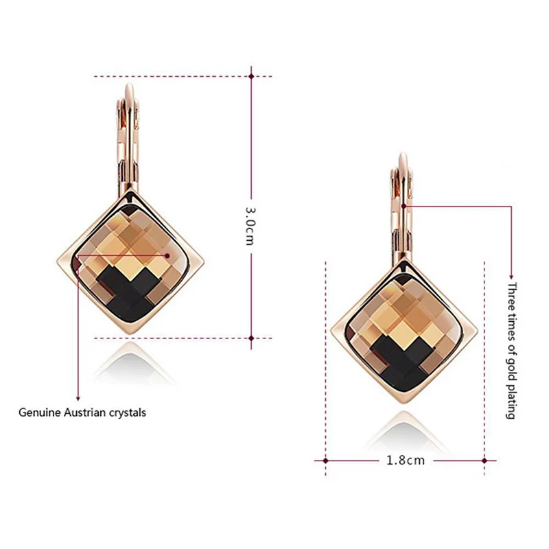 

New Geometric Square Crystal Stud Earrings For Women Fashion Gold Color Earring Party Jewelry Accessories Brincos