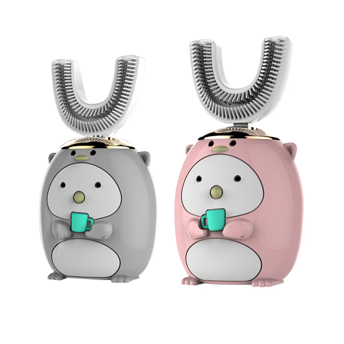 

Kids Ultrasonic Smart Electric Toothbrush Silicon USB Automatic Ultrasonic Teeth U-shaped Toothbrush Cartoon Pattern Child