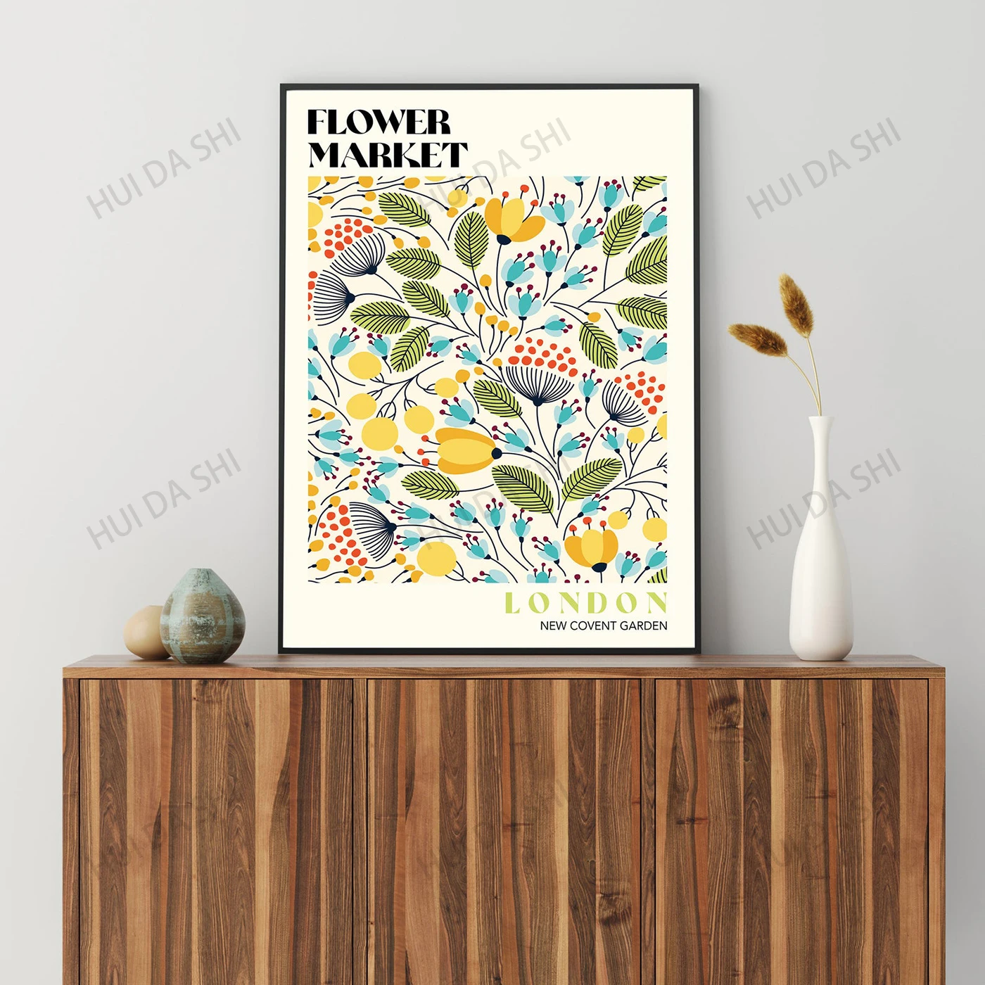 Цветочный рынок Севилья Художественная печать ботаническая иллюстрация Постер