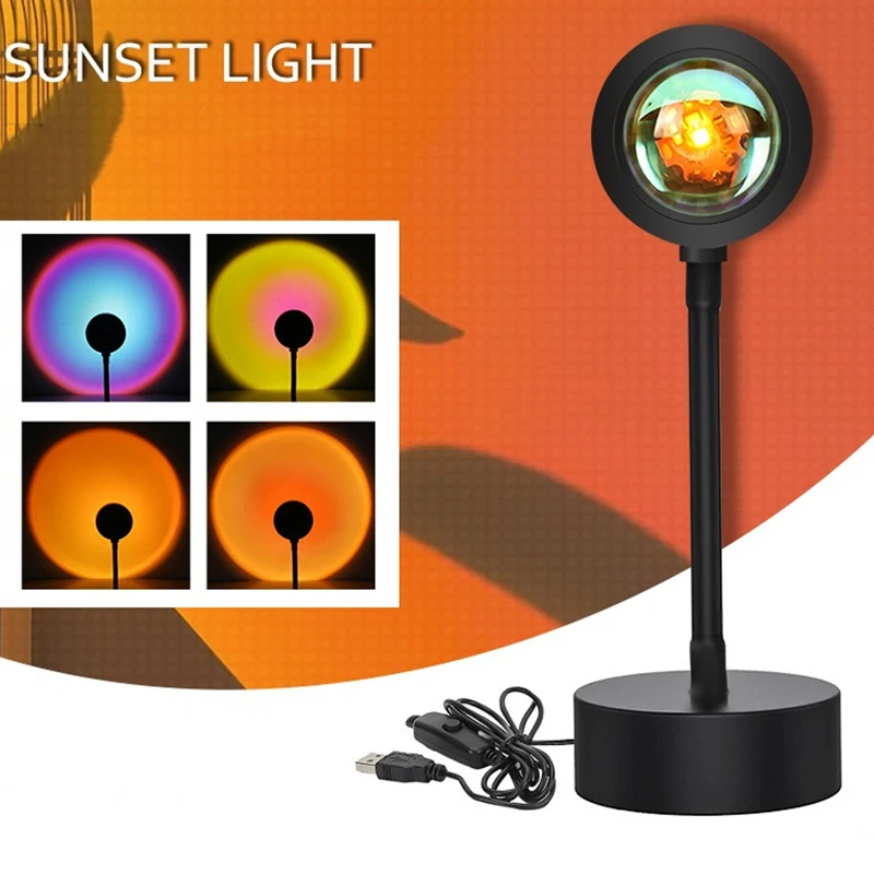 USB-проектор с закатом светодиодный ночсветильник радужная проекционная