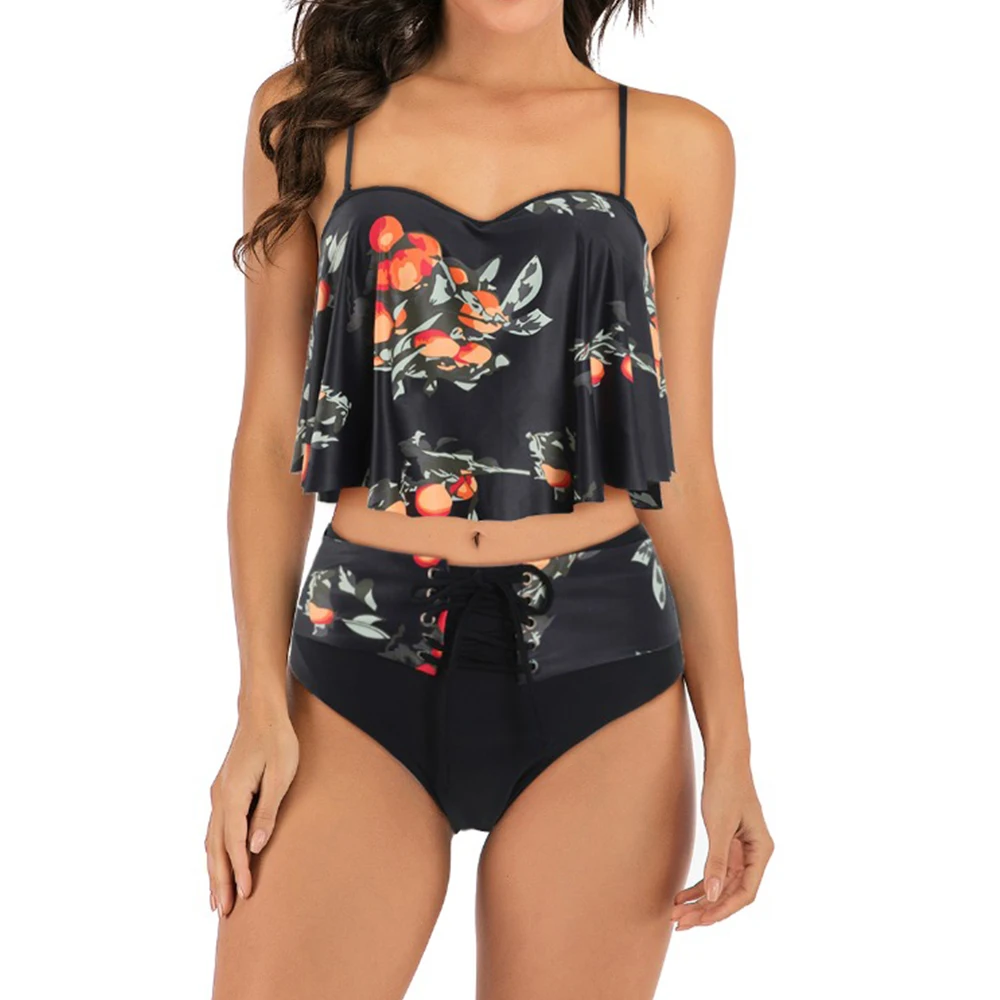 2020 женские Купальники больших размеров женское бикини с завышенной талией