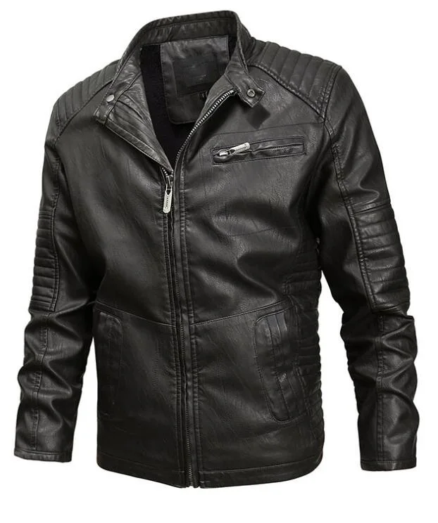 Кожаная куртка с лацканами Мужская мотоциклетная кожаная Do The Old ретро моющаяся