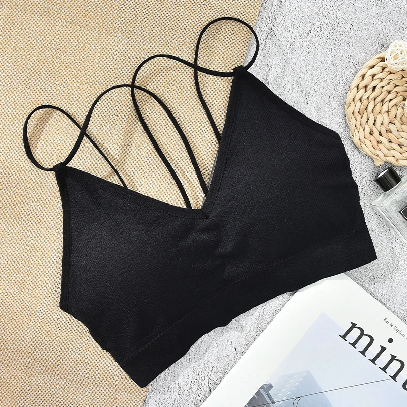 Женский бюстгальтер на бретельках пикантный с открытой спиной и треугольной