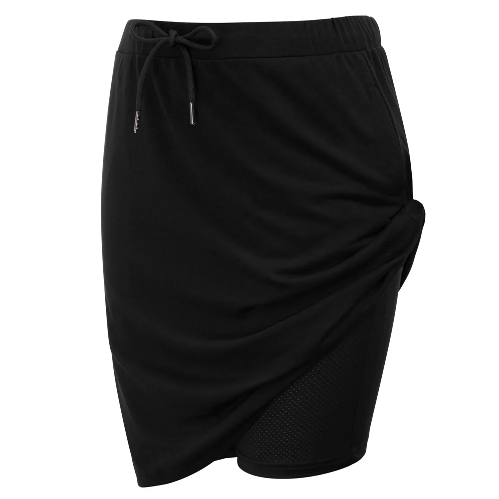 JS Women Shorts Sports Drawstring Waist Stretchy Knitting Culotte Skort W Mesh summer Lining hot sale high quality |