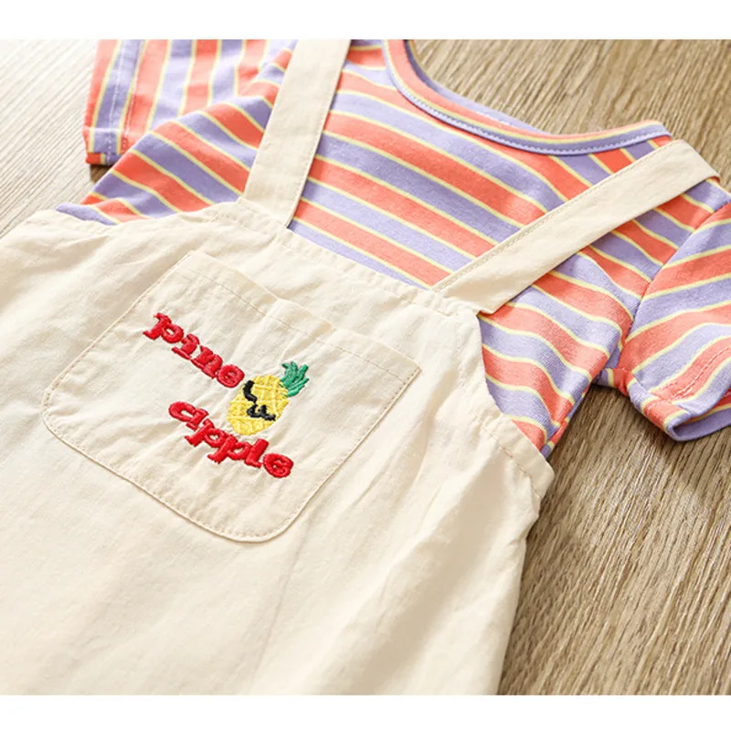 

New Summer Baby Girls Striped Clothes Children Fashion Dress Infant Cute Clothing Toddler Casual Cotton Costume Kids Sportswear