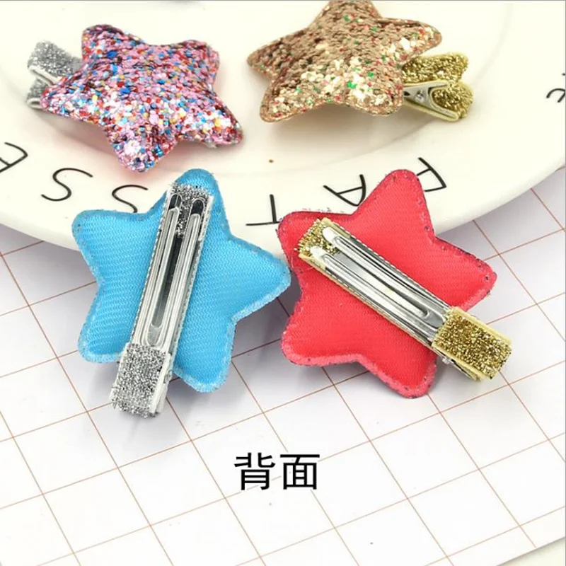 Korean Fashion bright pink five-pointed star hairpin children cartoon cute stars duckbill clip lady baby headdress |