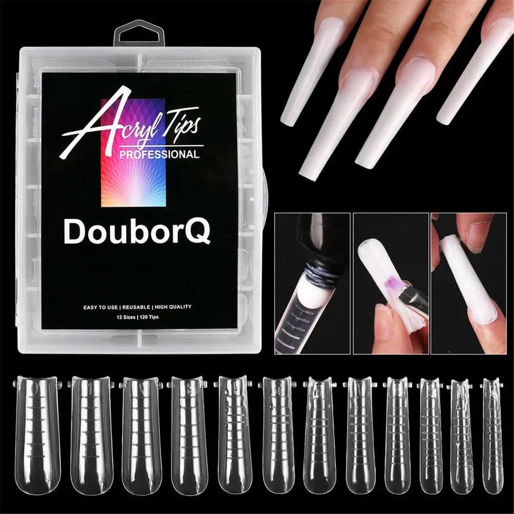 

120 Pcs/Set Clear Dual Forms Nail System Full Cover Quick Building Gel Mold Tips Nail Extension Molds Upper Forms For Nails Tips