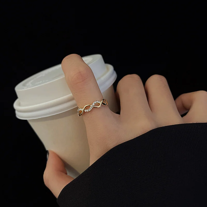 

New Arrival Jewelry Korean Fashion Women's Woven Twist Inlaid Finger Style Trend Bridal Wedding Ring for Women Girls