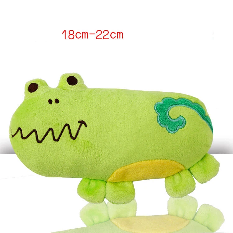 green frog Прочные игрушки для домашних животных, плюшевые звуковые скрипучие игрушки, милые животные в форме чучела, Обучающие жевательные игрушки, детские вокальные животные, розовая свинья - Цвет: green frog