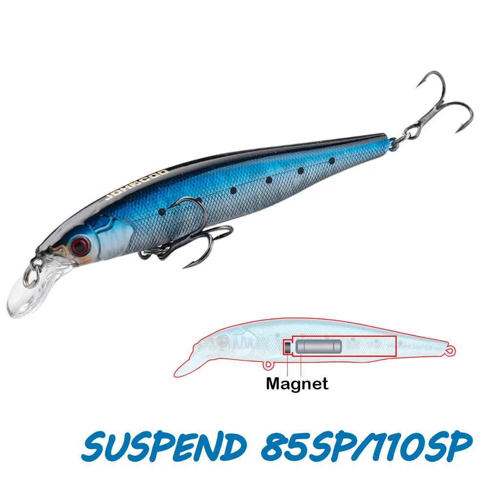 

5pcs/Set 18.5g Plastic Fishing Lure Minnow 110F Wobbler Artificial Bait Hard Bait Suspending Magnet Center of gravity transfer