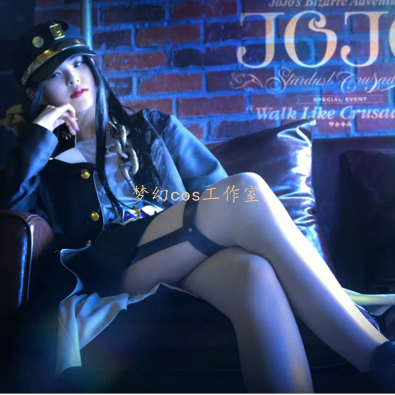 Фото Kujo Jotaro Косплей Кожаный Косплей Костюм (не шляпа) женская версия для Хэллоуина, Рождественской вечеринки, мужской и женский костюм №3