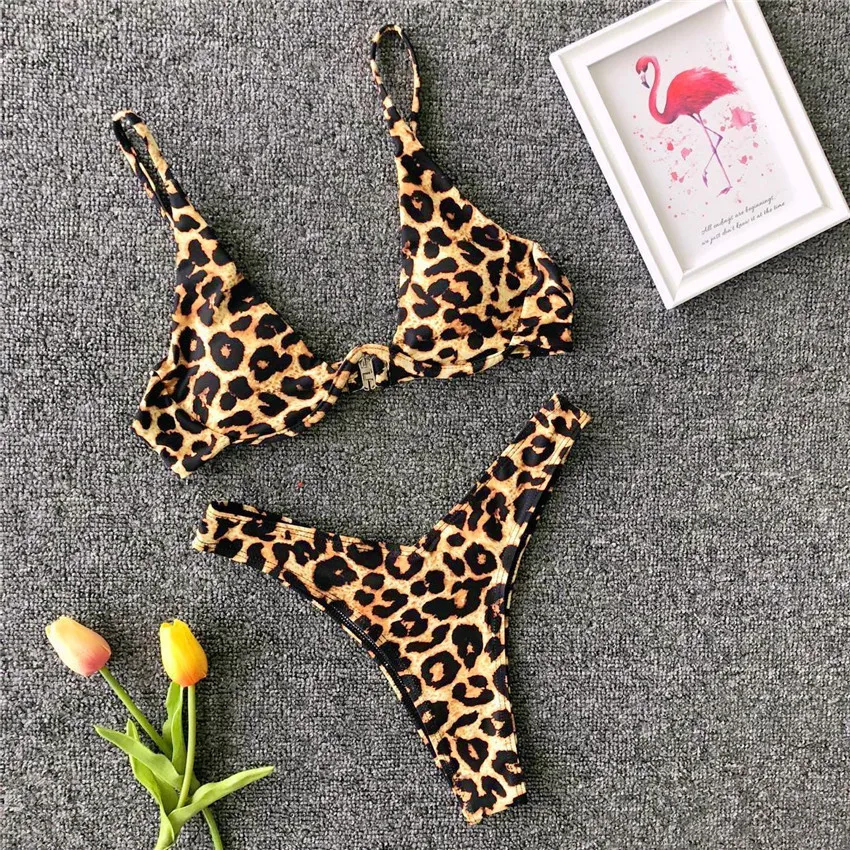leopard bikini 7 цветов принт змеиной кожи проводной пуш-ап бикини женские купальные костюмы без подкладки купальные костюмы горячие женские купальники винтажные бикини - Цвет: leopard bikini