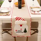 Рождественская льняная скатерть для стола, коврик для стола с изображением снеговика и Санты, рождественские украшения для дома, украшение для стола, Рождество 2022