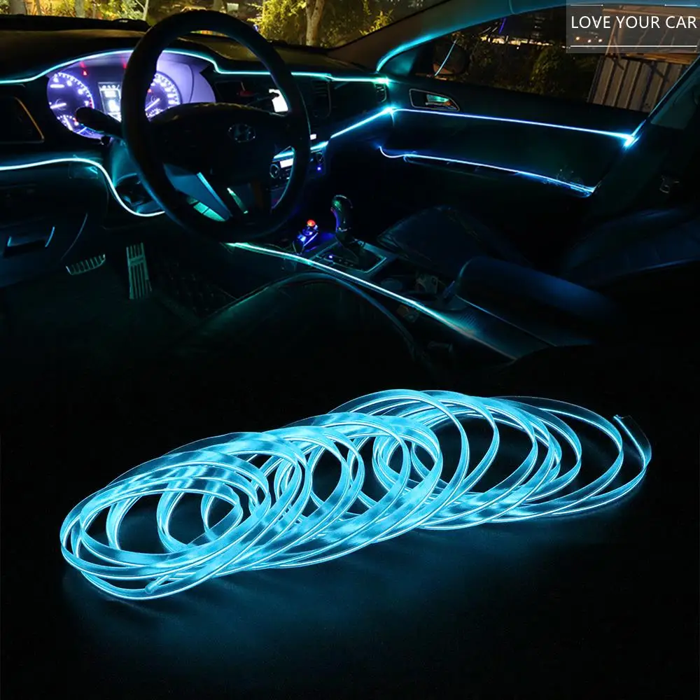 

3 Meters Car Flexible Neon EL Wire Atmosphere Lamp Auto Lamps Interior Decoration Light Strips LED Cold Lights 12V
