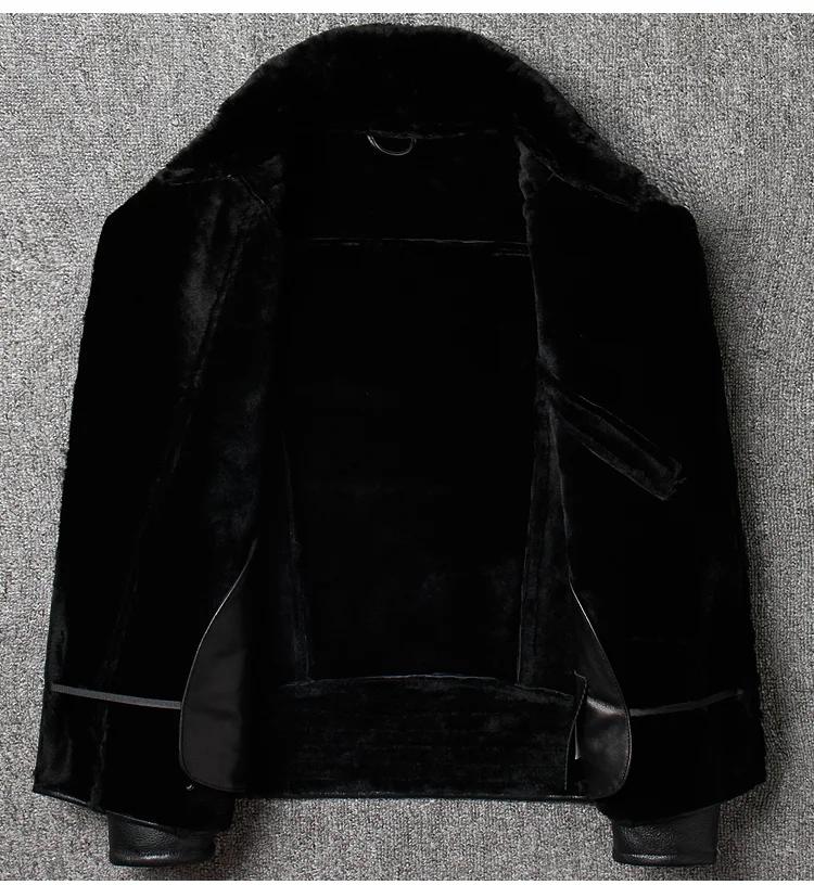 

Australia One Male Original Genuine Leather Diagonal Zipper Lapel Jacket Motorcycle Clothing Sheepskin Fur Coat