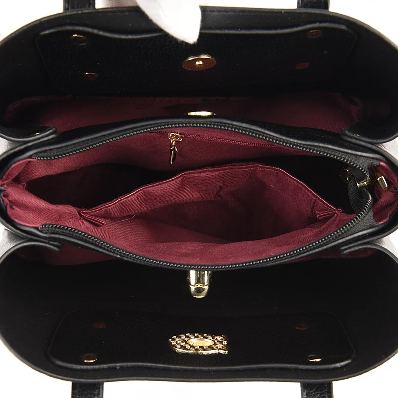 

Elegant Women Handbag Luxury Pu Leather Tote Bags Black Brand Designer Shoulder Bag Top Handle Bag 2021 New Female Crossbody Bag