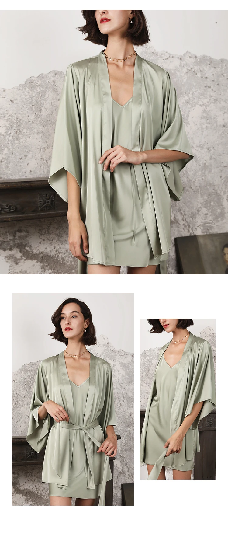 LILYMODA Высокое качество удобные женские из искусственного шелка сексуальное кимоно Ночная рубашка Свадебные вечерние Халаты для невесты