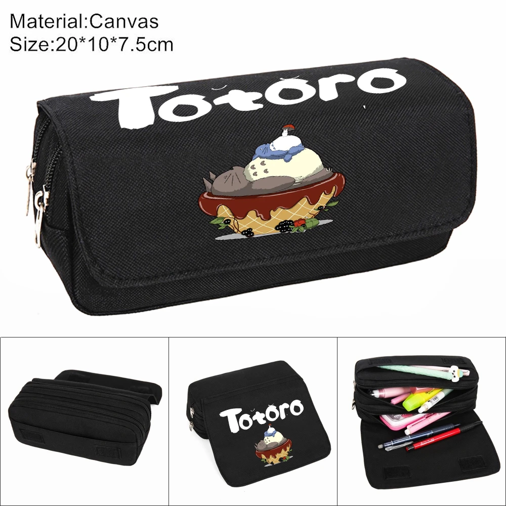 Anime My Neighbor Totoro Pencil Case Zipper Cosmetic Bag Casual Student Penbag Canvas Women Cartoon Makeup Stationery Gift |