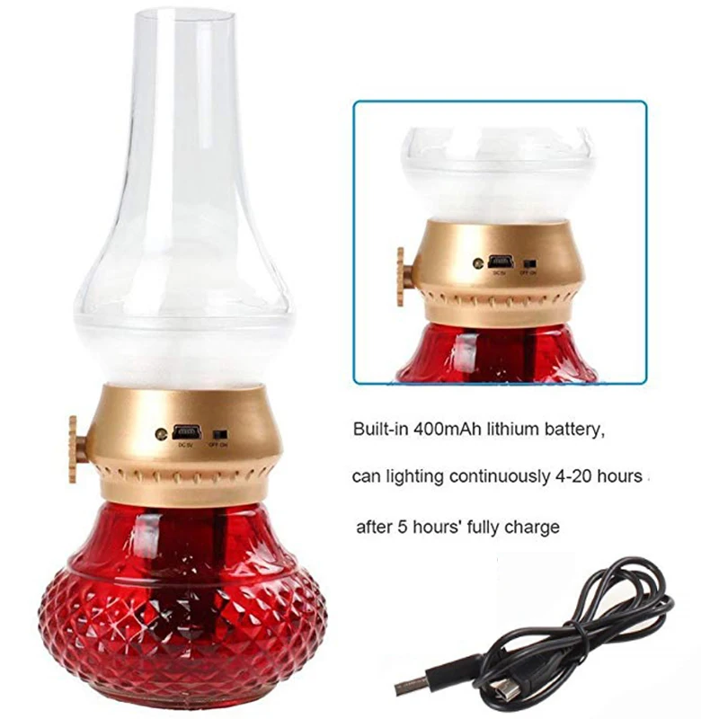 Светодиодная перезаряжаемая беспламенная Свеча фонарь Винтажная настольная