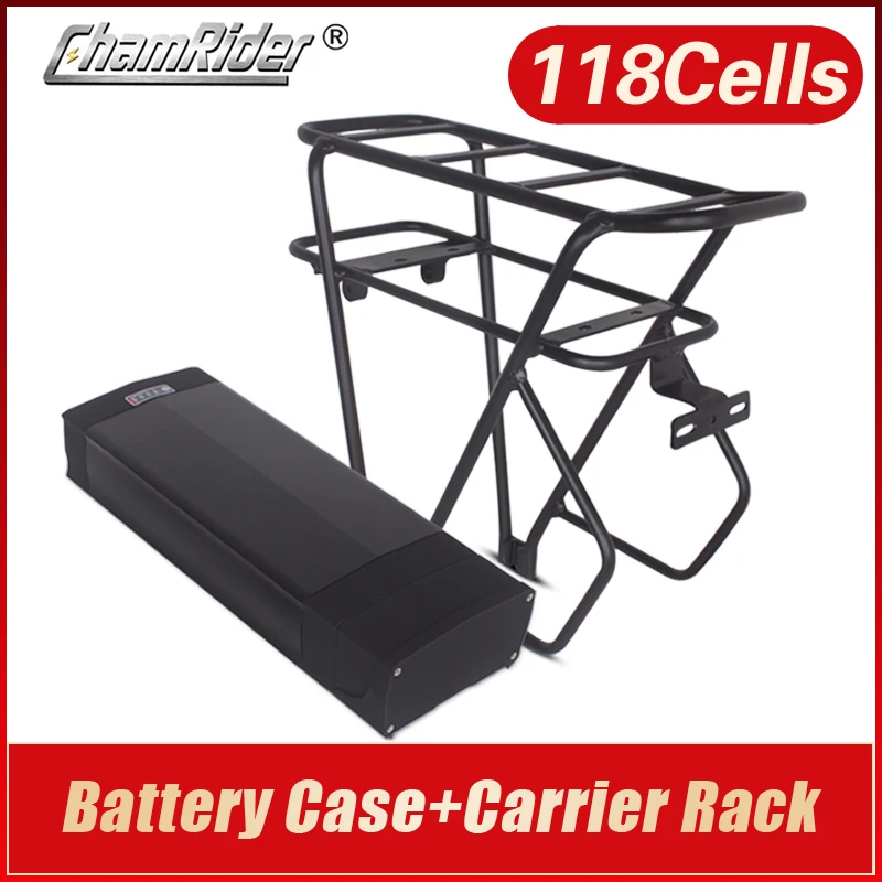 48V ebike battery case 36V 52V 60V 72V Electric bike battery box 5V USB Double Layer luggage rack 10S10P 13S9P 14S8P 16S7P 20S5P