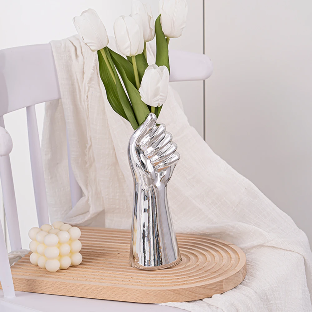 Скандинавская Золотая керамическая ваза ручная статуя для цветов украшение дома