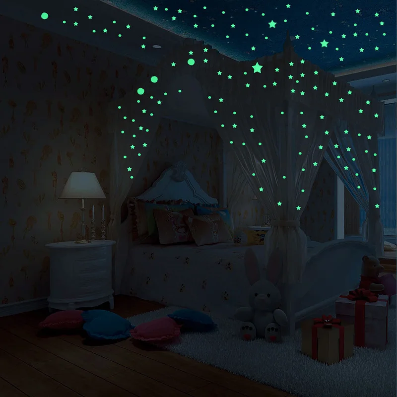

104/407 pcs Luminous dots stars 3D Wall Sticker for kids room living room bedroom decoration decals Glow in the dark Stickers