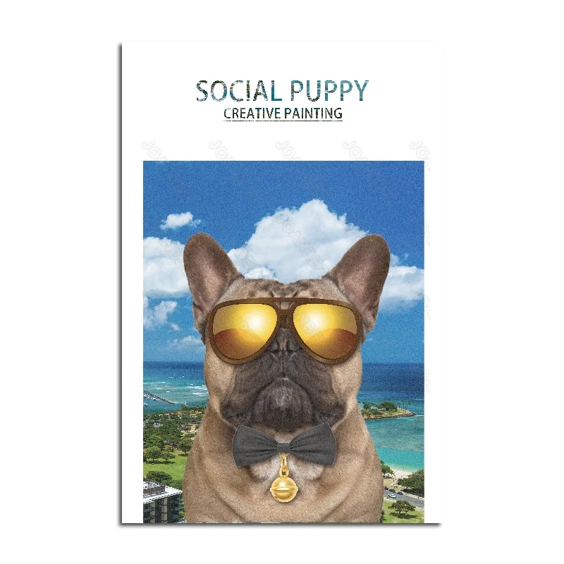 

European Breed Dogs and Architectural Combination Pattern Canvas Material Light Background Poster Living Room Decoration Wall