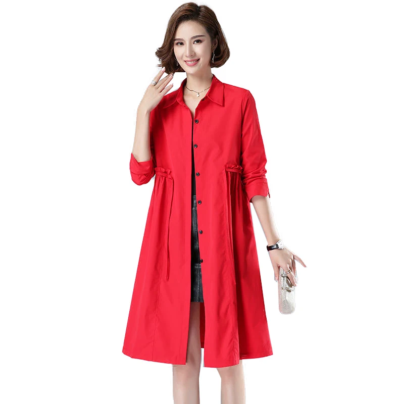 

Windbreaker Women Mid-Length New Style 2022 Spring Autumn Female Coat Thin Style Ladies Single-Breasted Jacket L590